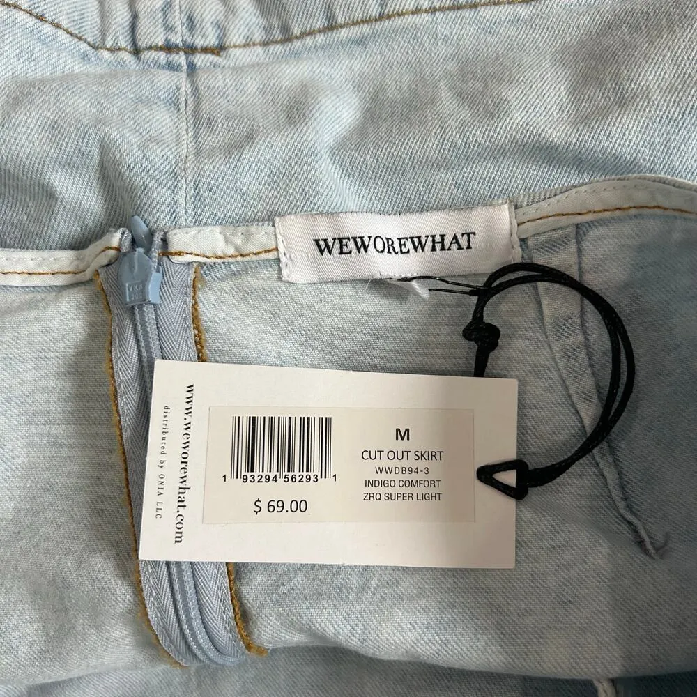 NWT We Wore What Denim Cut out Skirt Light Wash Blue Mini Chic Size M - Image 9
