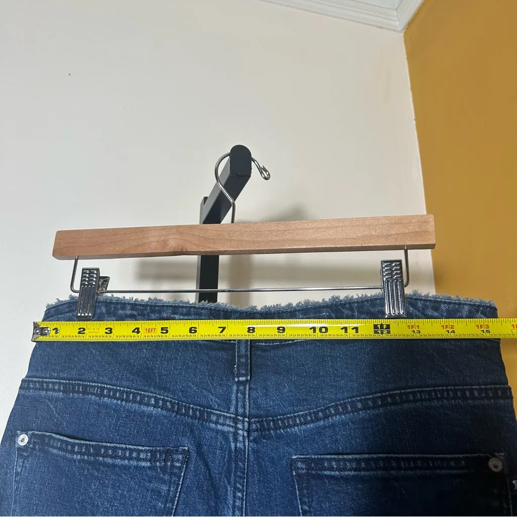 Pilcro Anthropologie High Rise Wide Leg Jeans Frayed Fringe Hem Size 28 (US 6) - Image 5