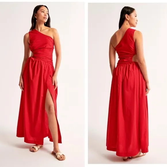 Abercrombie & fitch Elegant Red One-Shoulder Dress maxi size small - Image 2