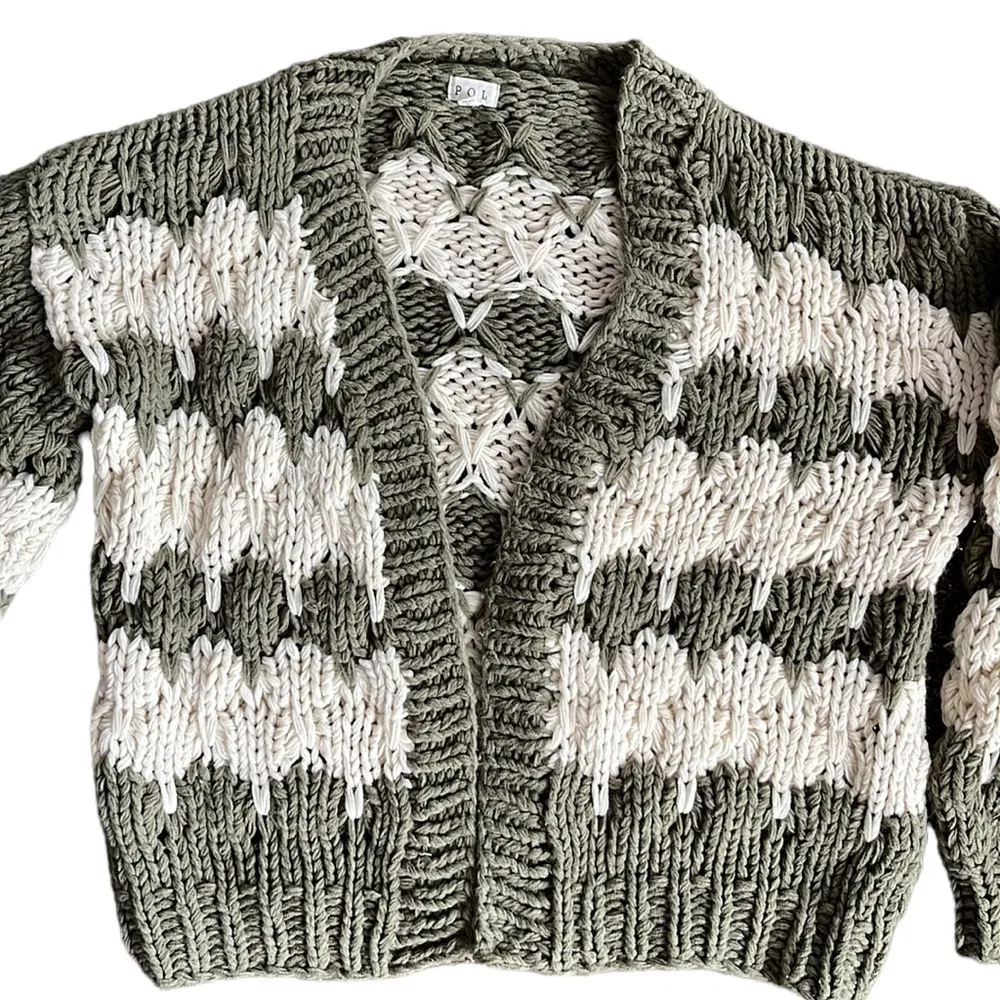 POL chunky knit balloon sleeve open front cardigan - Image 4