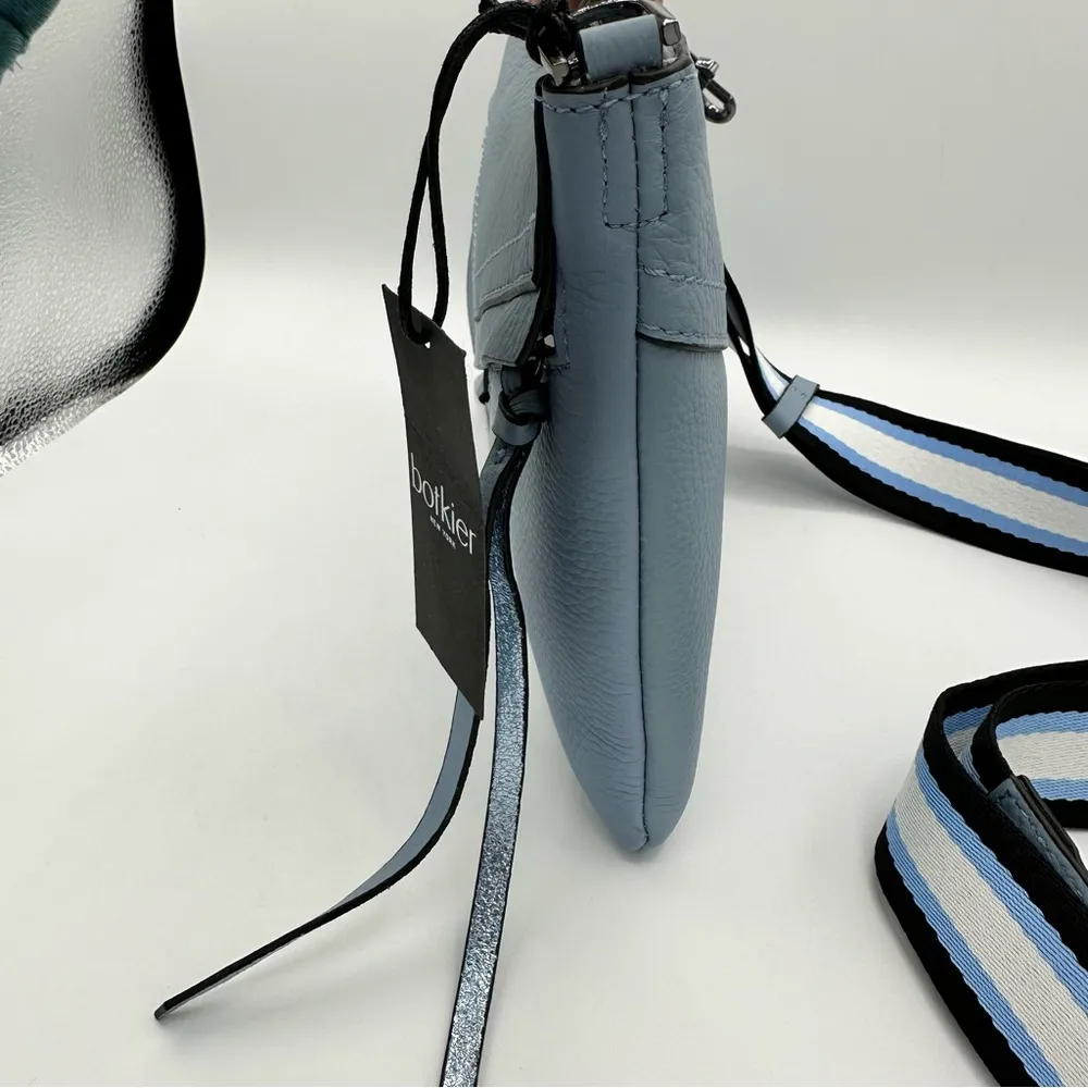 Botkier Trigger Flat Zip Crossbody in Blue Cadet Stripe Camera Strap NWT - Image 5