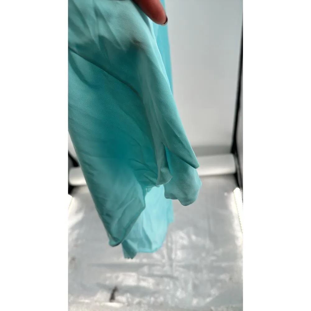 Vintage Nylon 1960s Blue Nightie Negligee Size S Lingerie Lace - Image 9