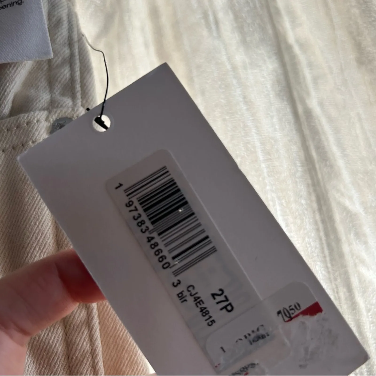 Calvin Klein Carpenter Jeans Utility High Rise Straight Leg Ecru Cream NWT 27P‎ - Image 3