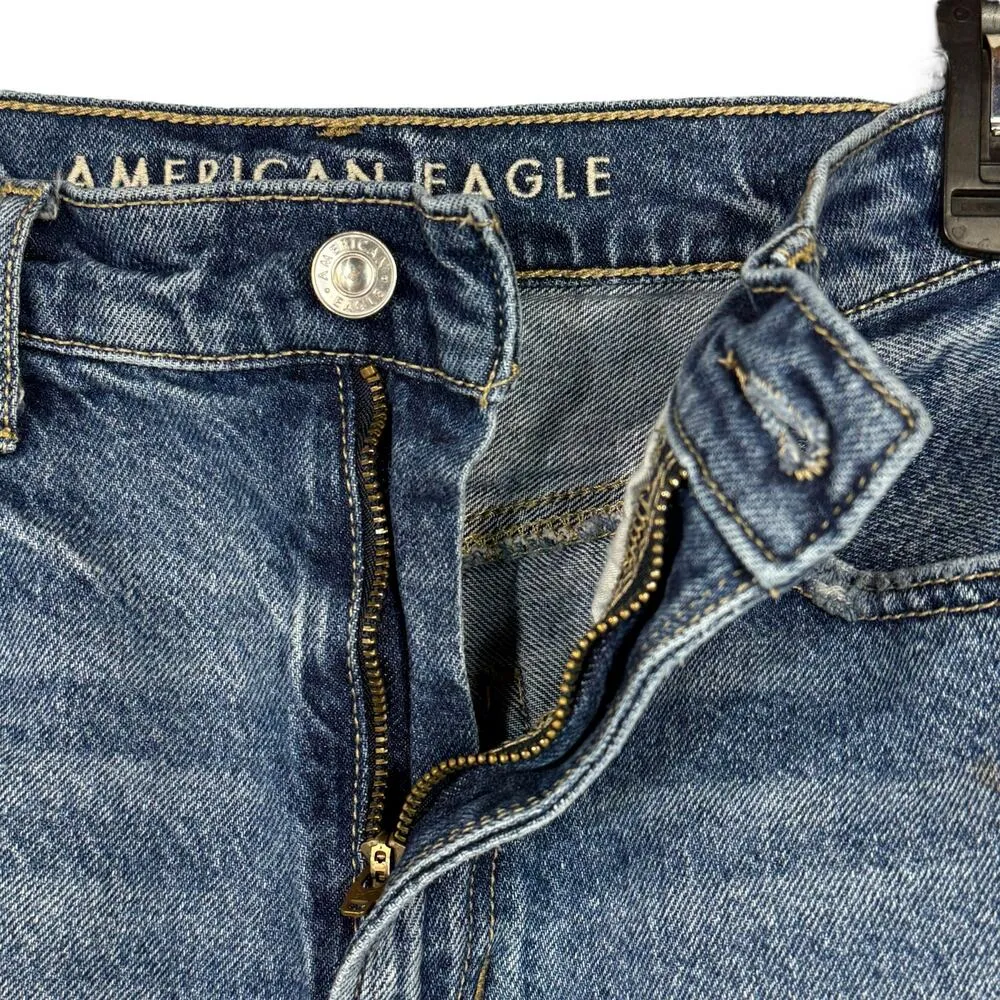 American Eagle SZ 2 Highest Rise 90s Boyfriend Jean Shorts Frayed Hems Whiskered - Image 3