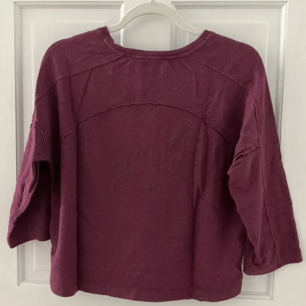 ARMANI EXCHANGE AX Womens Maroon Embroidered Logo Crop Sweatshirt Small - Image 3