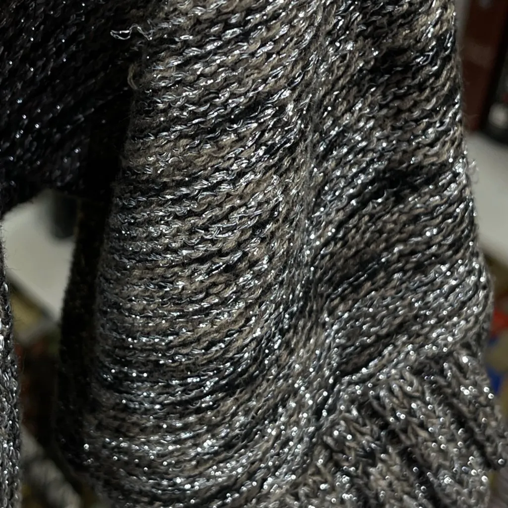 INC Short Sleeve Sweater Taupe Metallic Size L Large Cowl Neck - Image 5