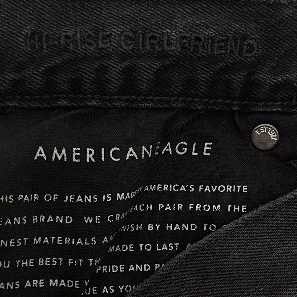 American Eagle Hi-Rise Girlfriend High Waisted Black Denim Jeans 4 X-Short - Image 9