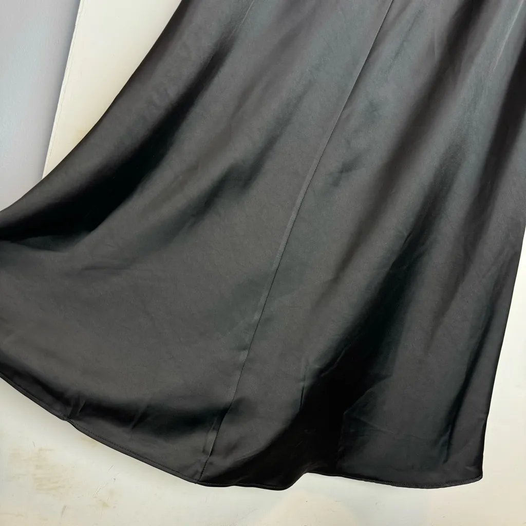 NEW ZARA Black Satin Slip Maxi Dress Sz Large Open Back - Image 14
