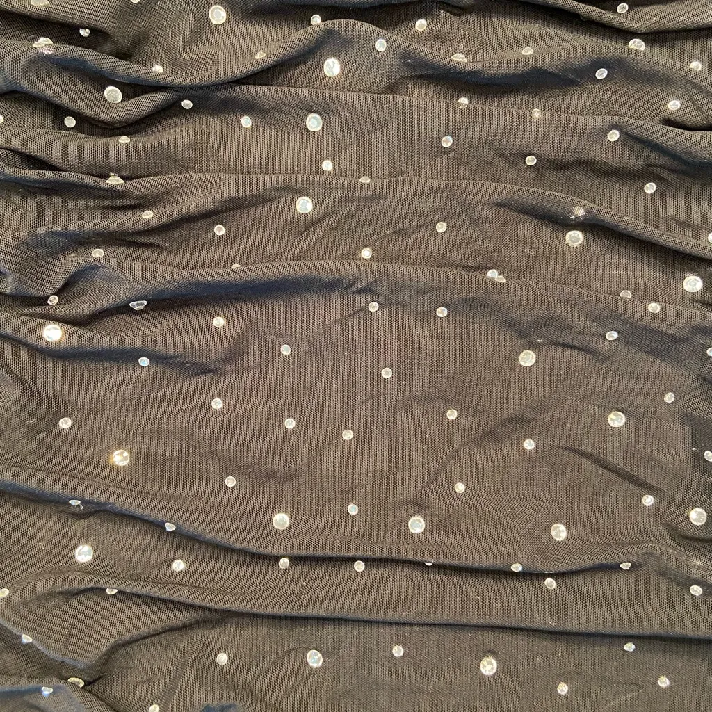 NBD x Revolve Black mesh mini with applied Rhinestones. Ruched.‎ size Medium - Image 3