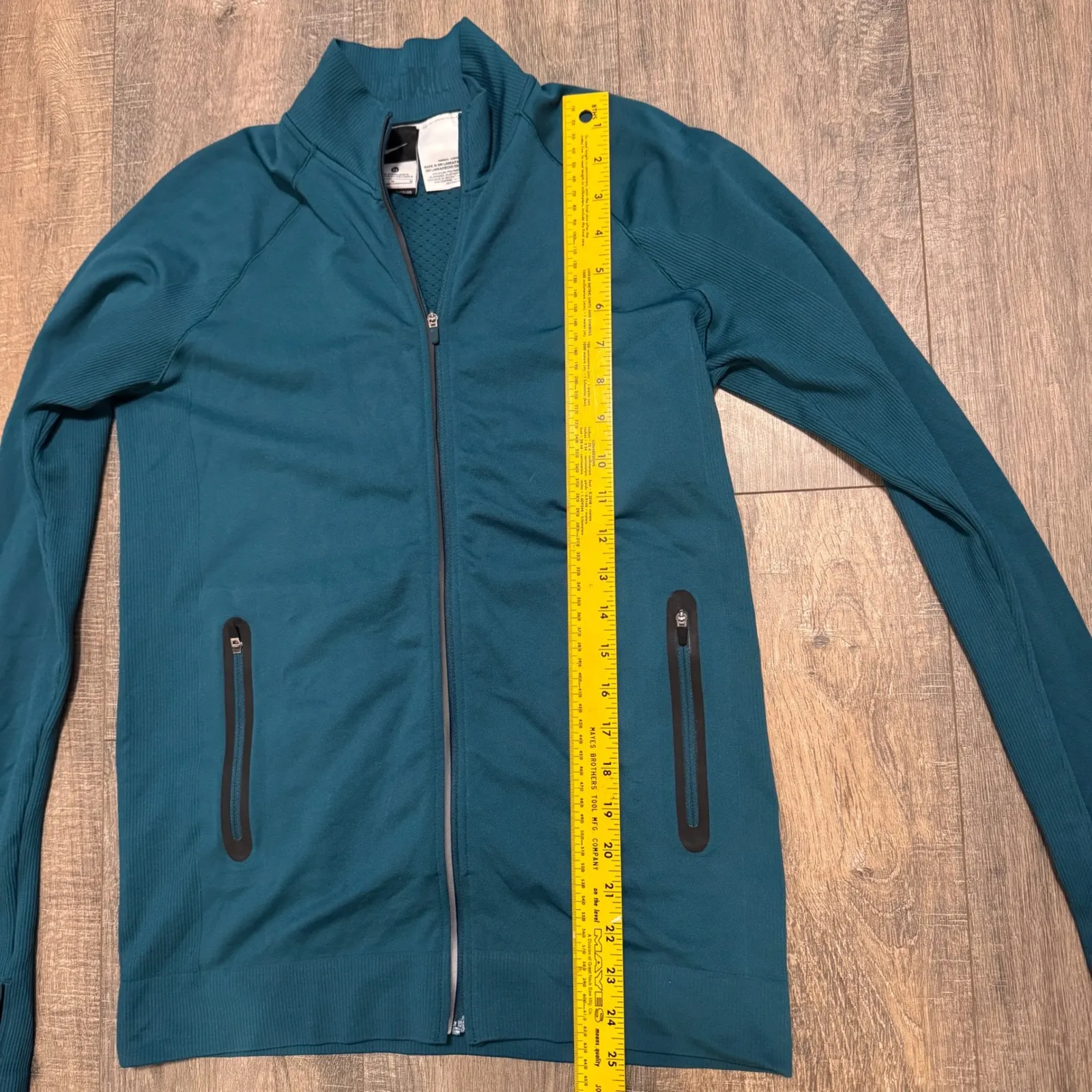 Nike Dri Fit Teal Zip Up Athletic Running Jacket Women's Medium Thumbholes - Image 5