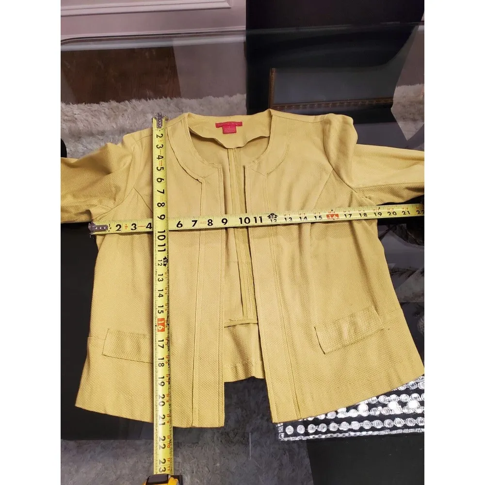Sunny Leigh Women Yellow & Green Cotton Open Front Jacket & Skirt 2 Pc's Suit 6 - Image 11