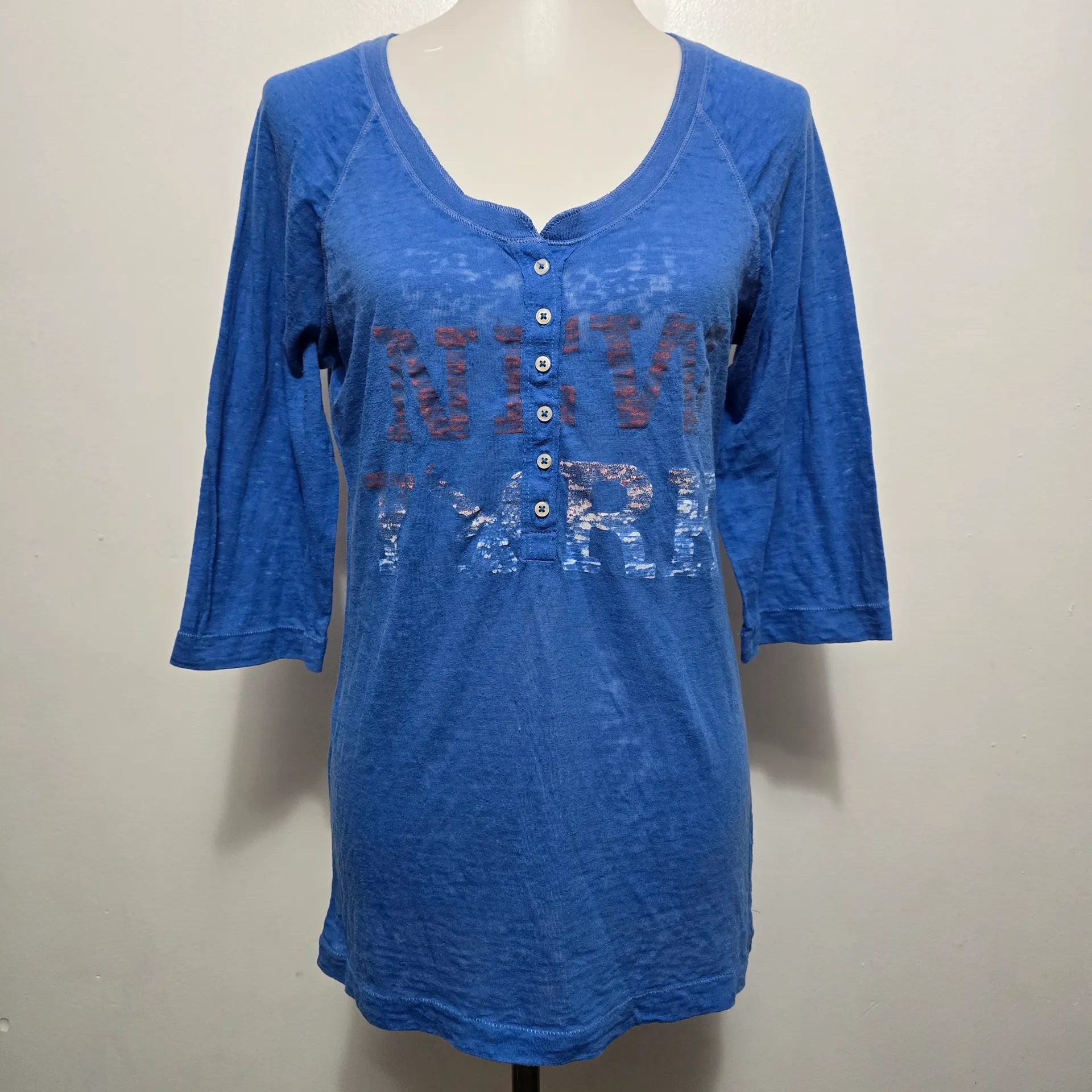 American Eagle Y2K Graphic Henley Top Large Mallrat Grunge Indie Sleeze - Image 2