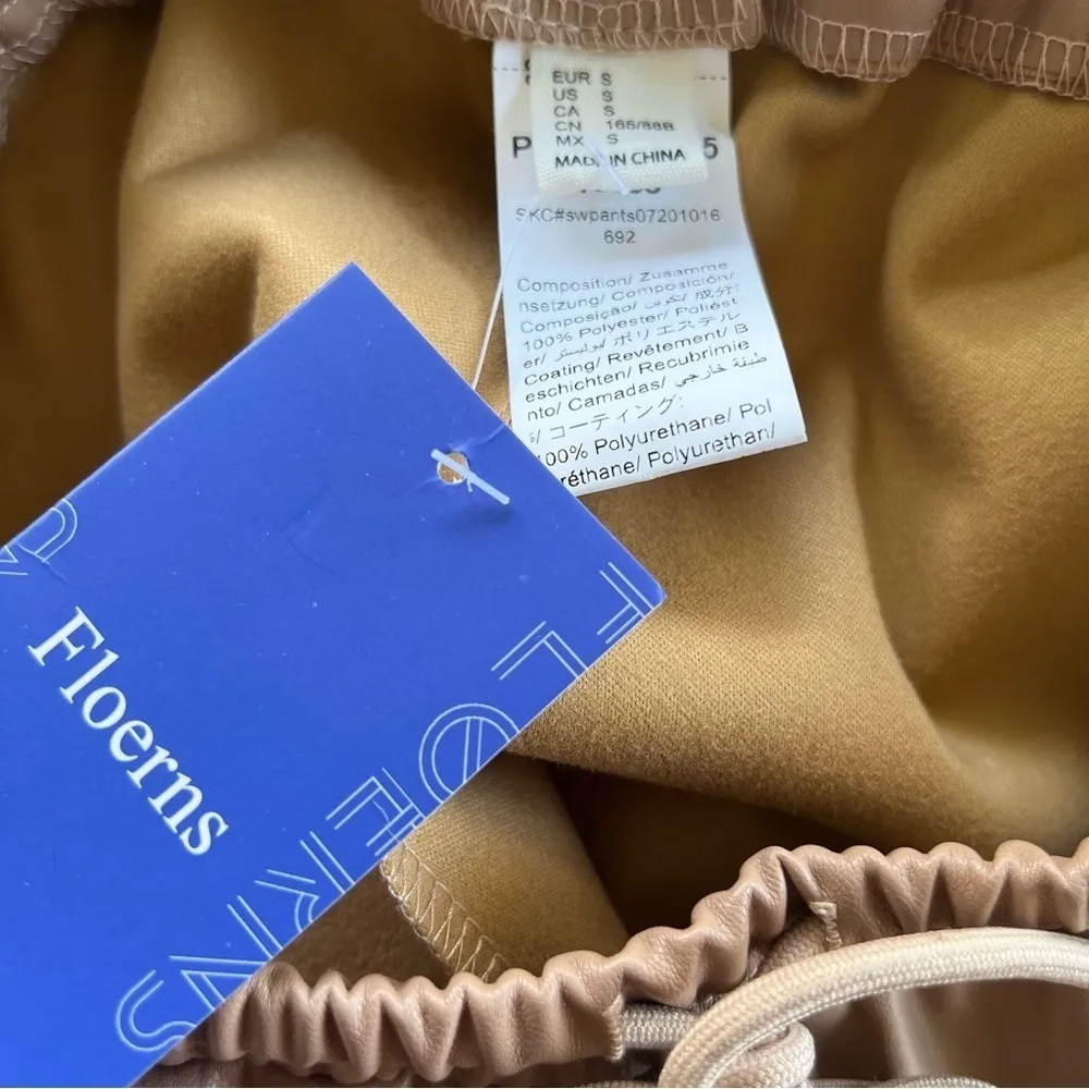 Floerns Tan Faux Leather High Waist Cropped Joggers NWT S - Image 13