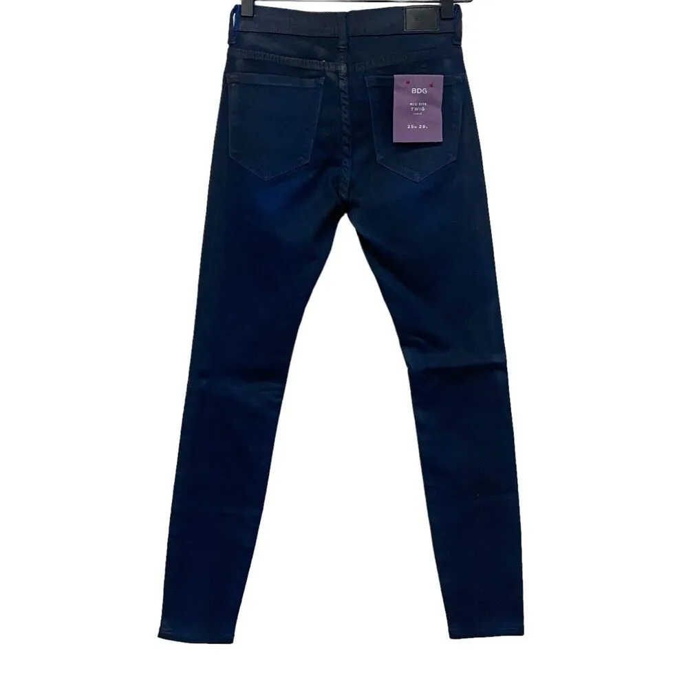 BDG Urban Outfitters Mid Rise Twig Ankle Jeans Blue 25W 29L Stretch Denim Wax - Image 2