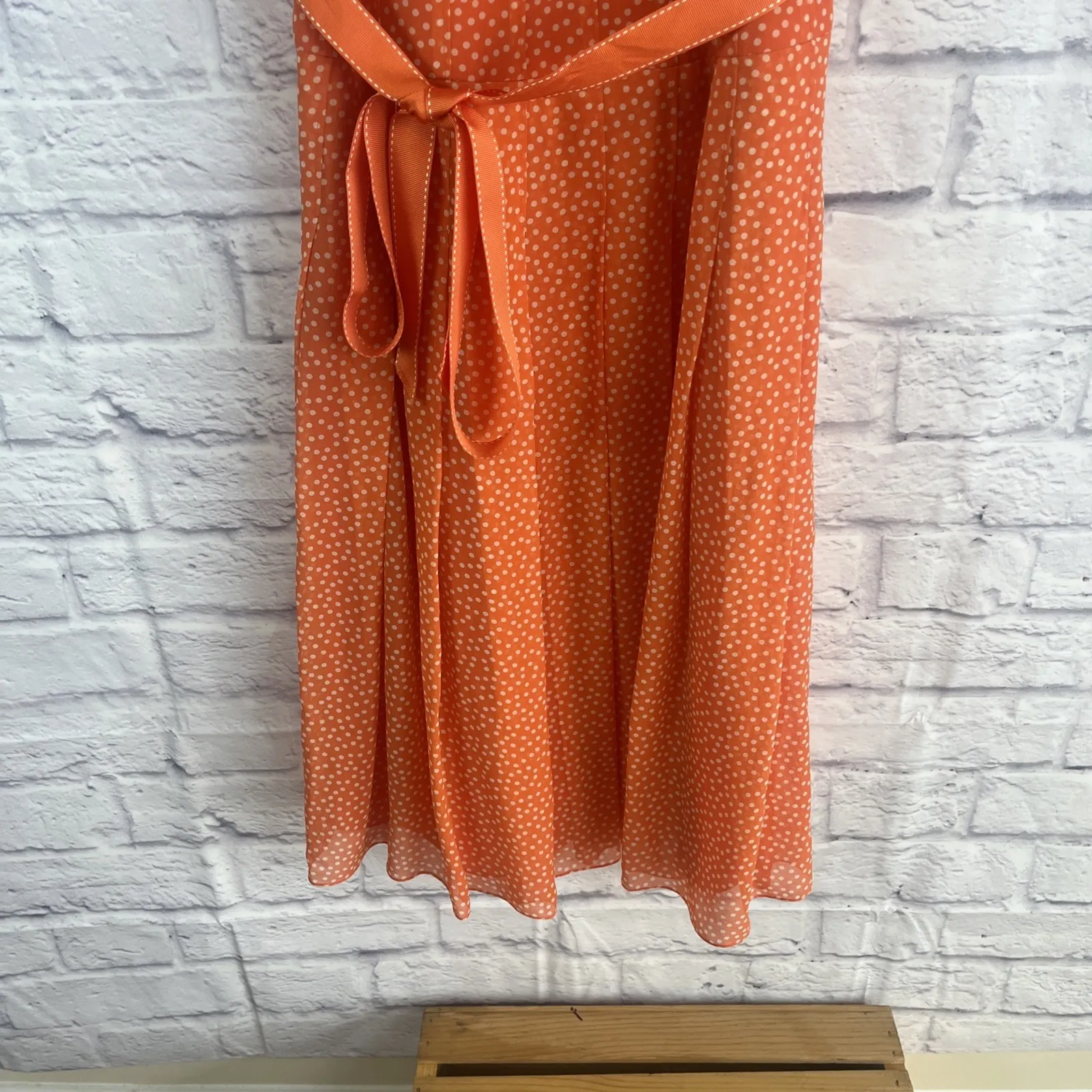 Kay Unger 100% Silk Polka Dot Ribbon Feminine Retro Whimsical Dress Size 8 - Image 3