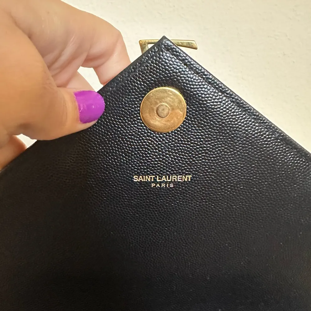 Authentic Yves Saint Laurent Large Grain Envelope Bag Black - Image 9