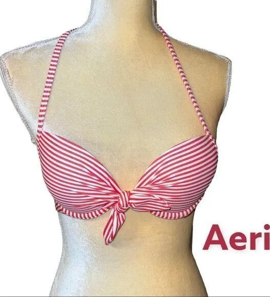 Aerie red and white striped padded bikini top! - Image 2