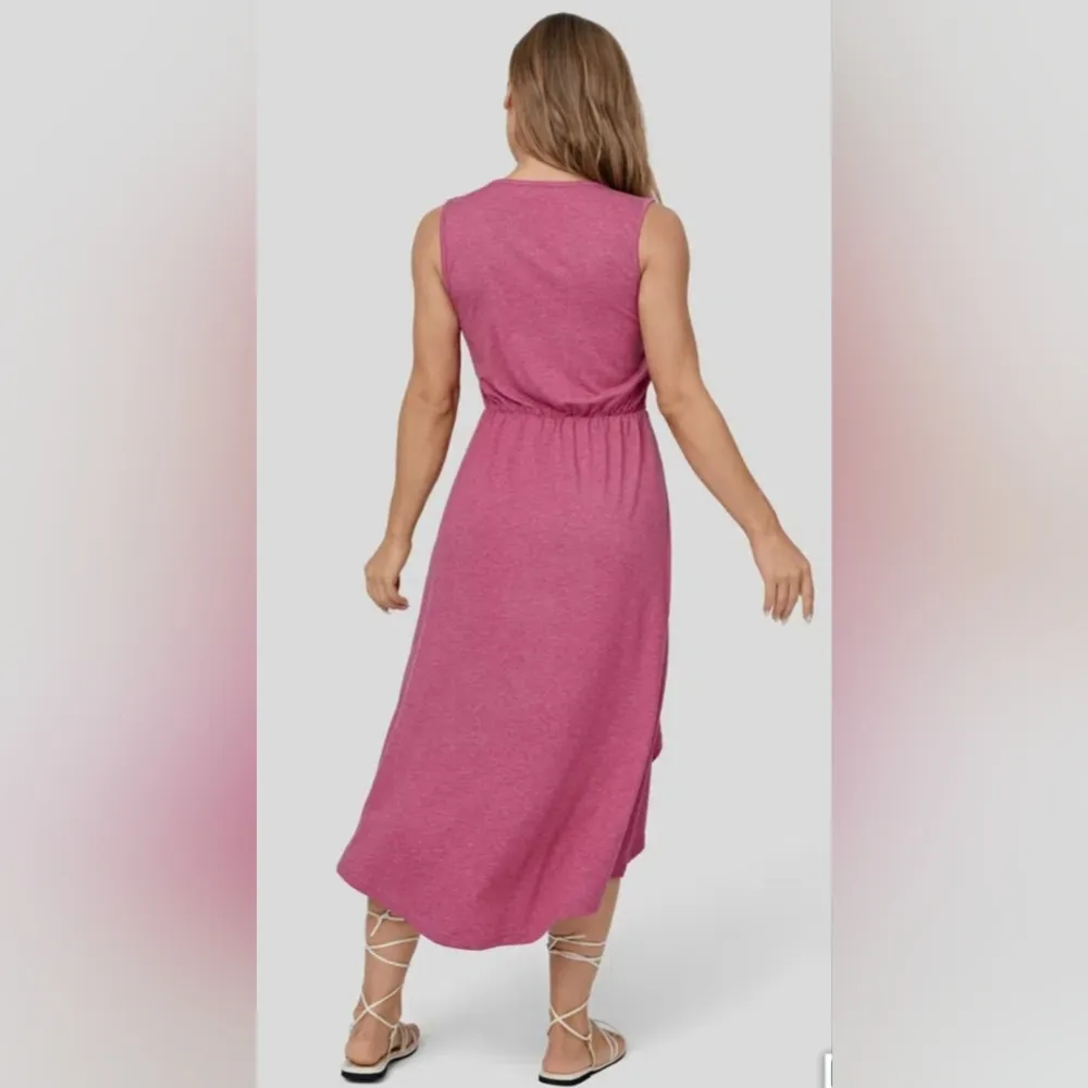 NWT Halara Deep V Neck Sleeveless Plicated High Low Crossover Hem Midi Dress XS - Image 4