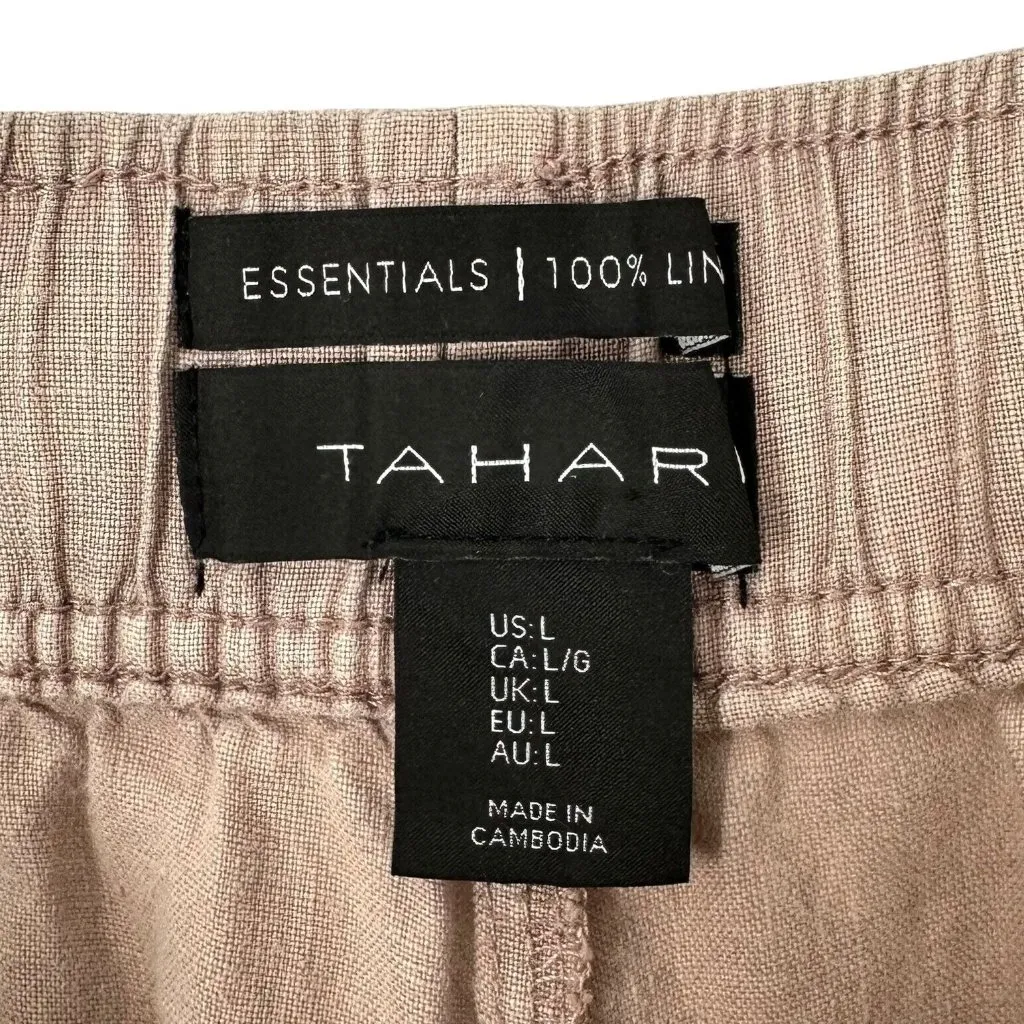 Tahari Essentials Light Brown 100% Linen Straight Leg Casual Pants Size Large - Image 4