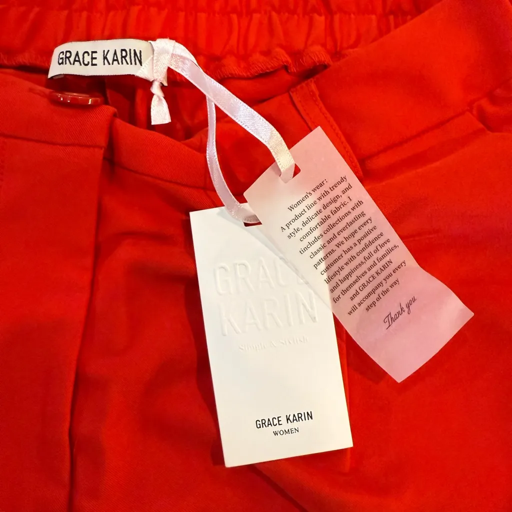 Grace Karin Vibrant Red Women's Trousers - Image 9