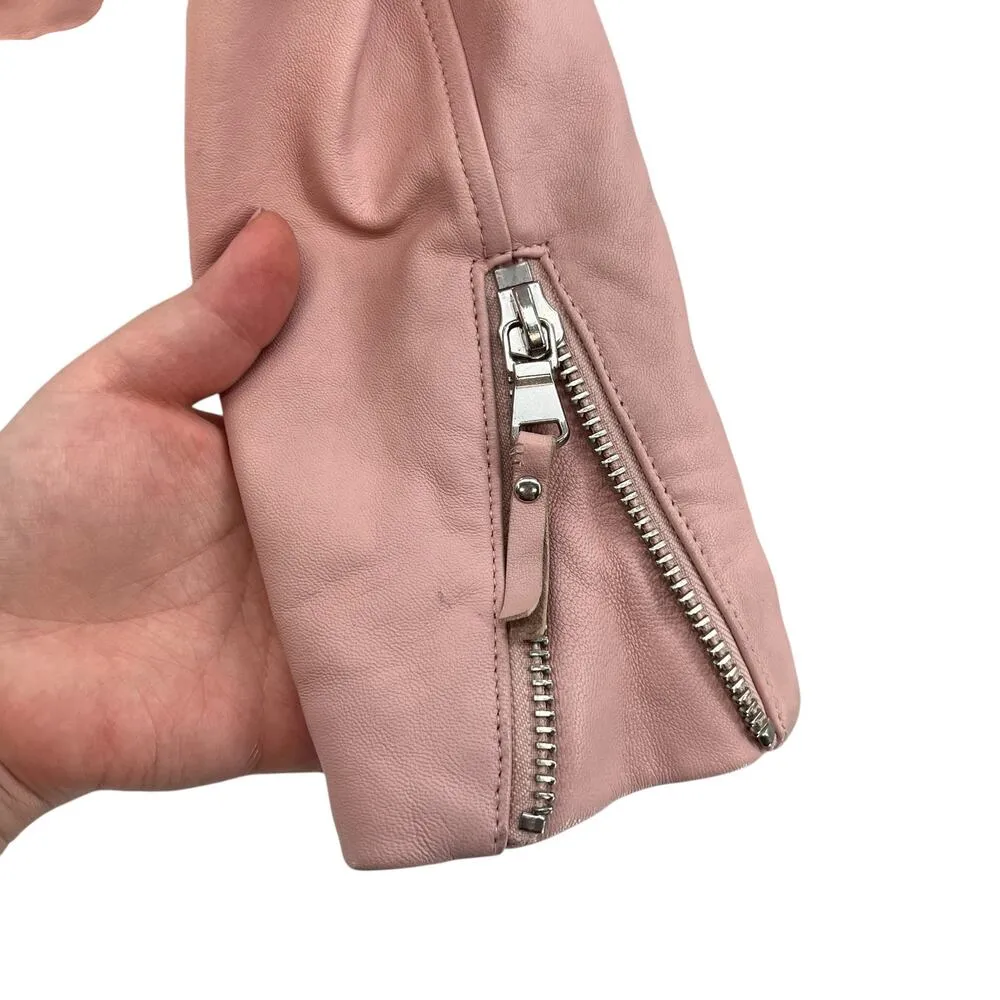 Dylan Gray Leather‎ Moto Jacket Blush Pink Zip Front Size XS - Image 8
