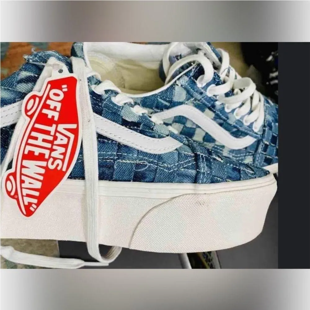 Vans WOMENS DENIM  OLD SKOOL STACKFORM WOVEN PLATFORM SNEAKERS SIZE 5 - Image 7