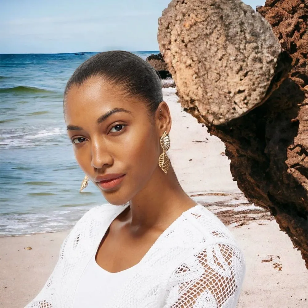 Chico’s Shell Gold Tone Drop Earrings - Image 5