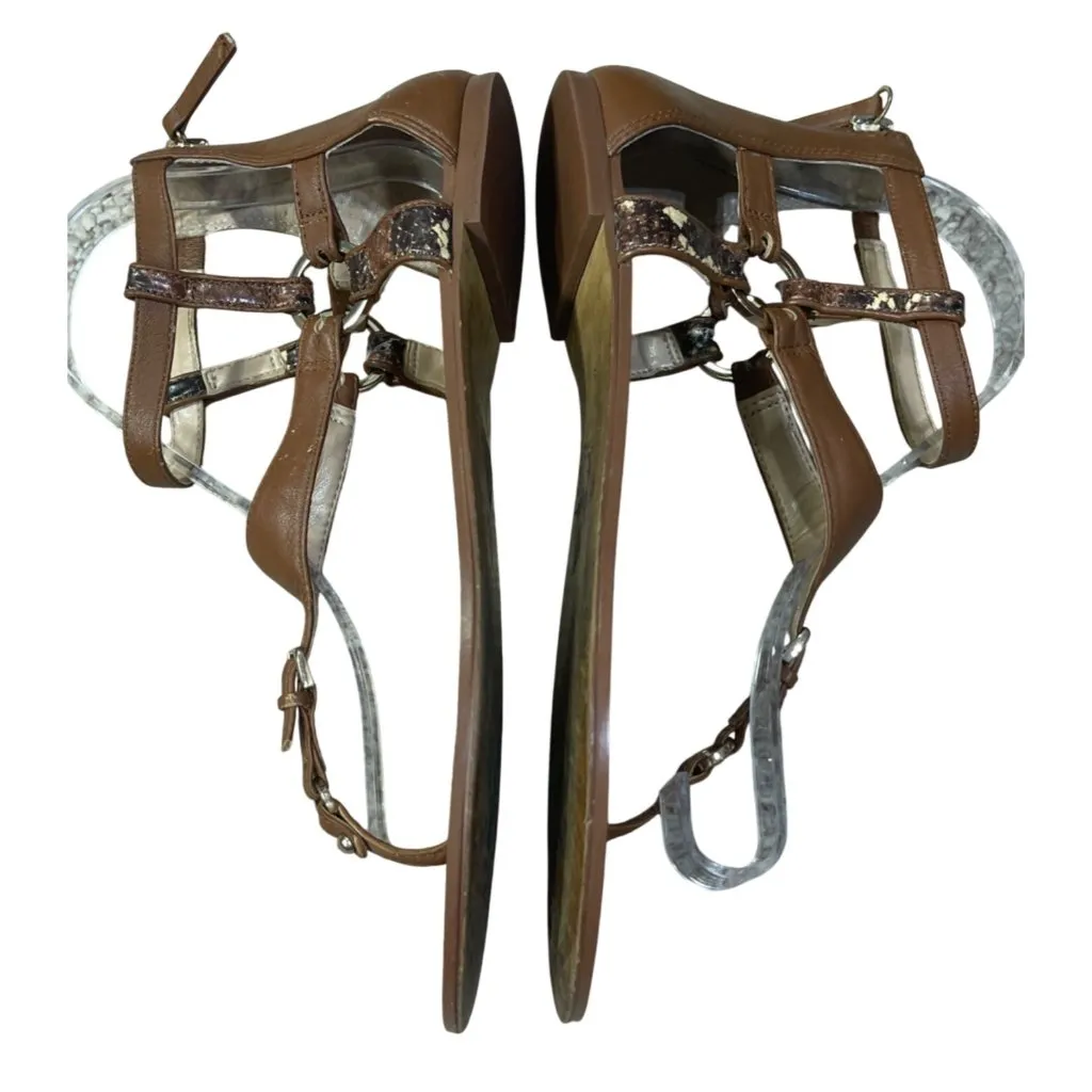 WHBM Aviva Gladiator Sandal Brown Snake size 8.5 Back Zip - Image 9