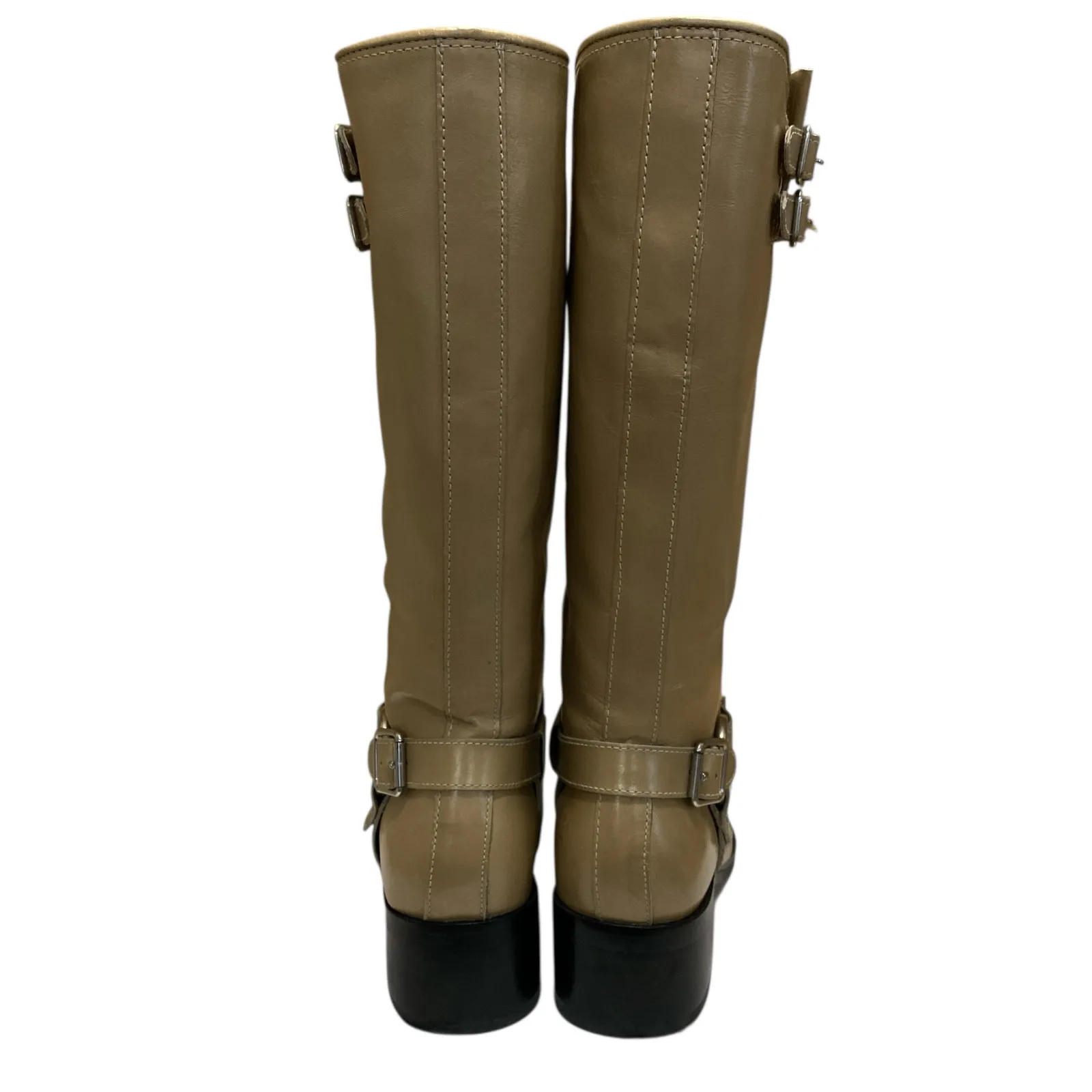 Dolce Vita Evi Women's Beige Leather Square Toe Knee High Riding Boots Size 11 - Image 3