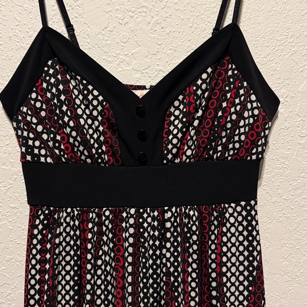 Sexy Candies Retro Geometric Print Empire Waist Spaghetti Strap Dress Midi Small - Image 2