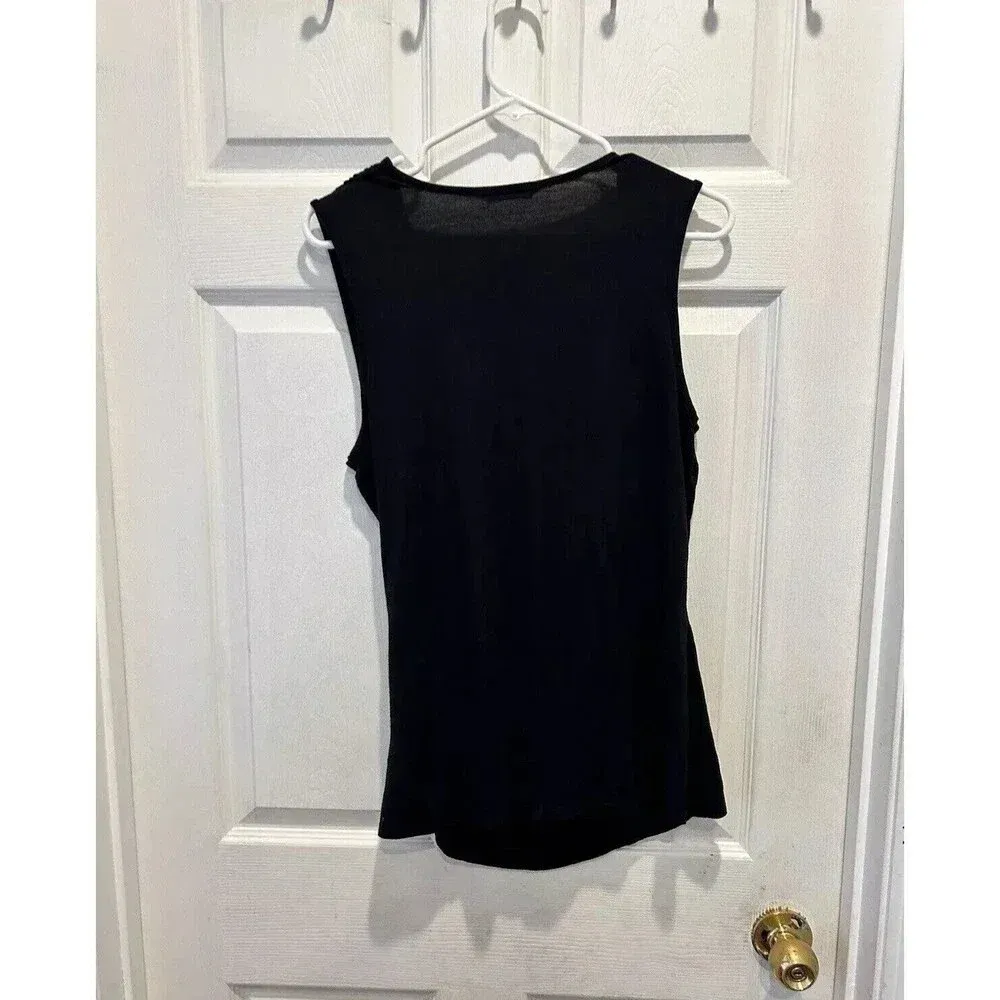 Vintage Three Dots Viscose Black‎ Drape Front Blouse Top Size Large Made In USA - Image 4