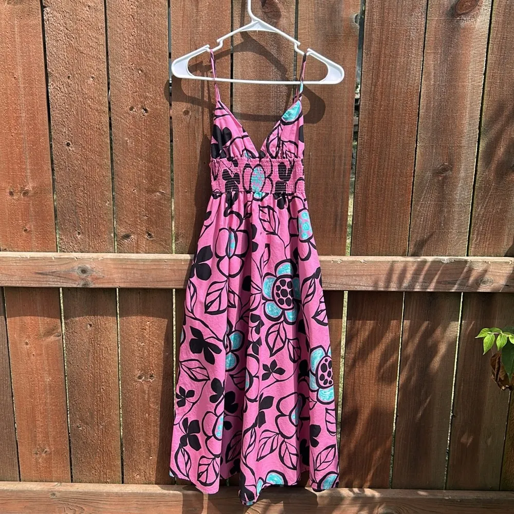 ZARA Floral Retro Midi Length Pink Dress Size XS - Image 12