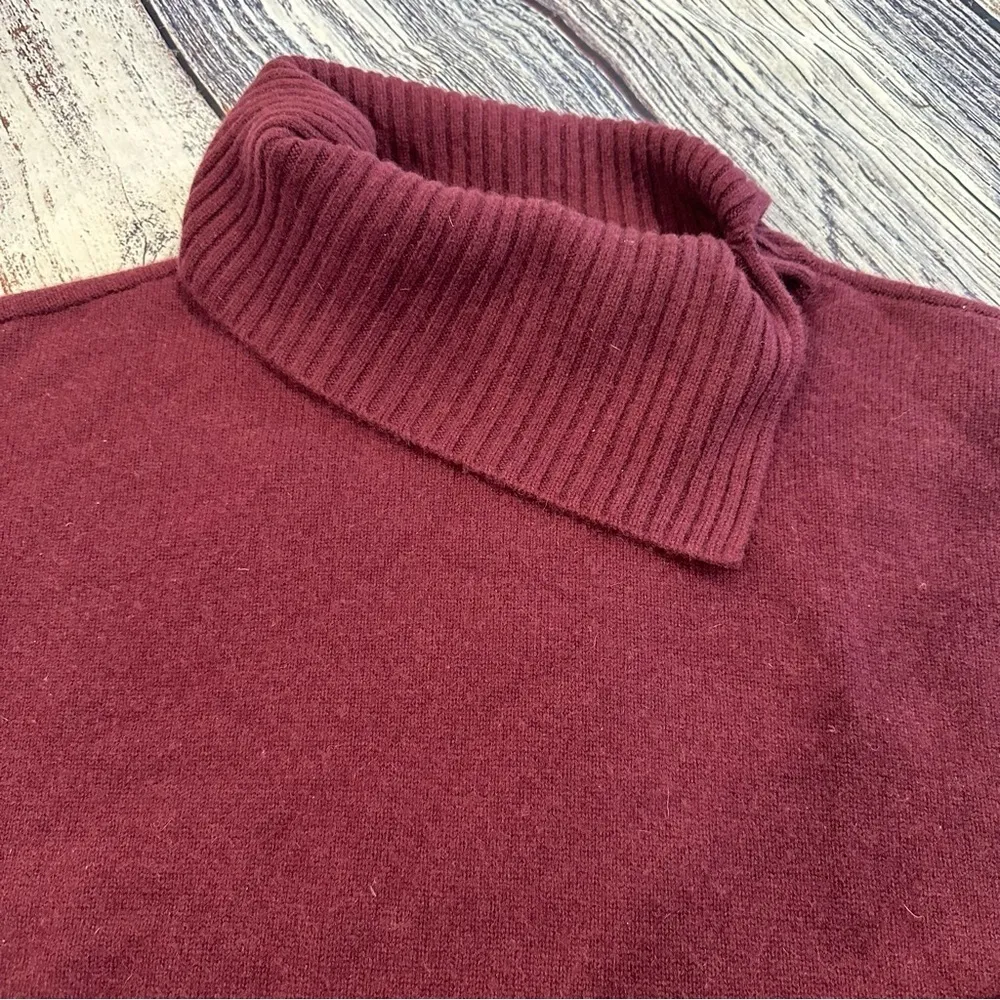 Nordstrom Signature 100% Cashmere Burgundy Split Neck Sweater​​​​ - Image 3
