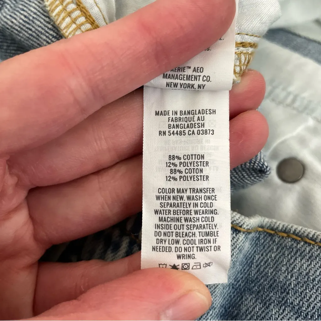 AERIE AMERICAN EAGLE Daydream Denim Short Light Wash Distressed Ripped Mid Rise? - Image 11