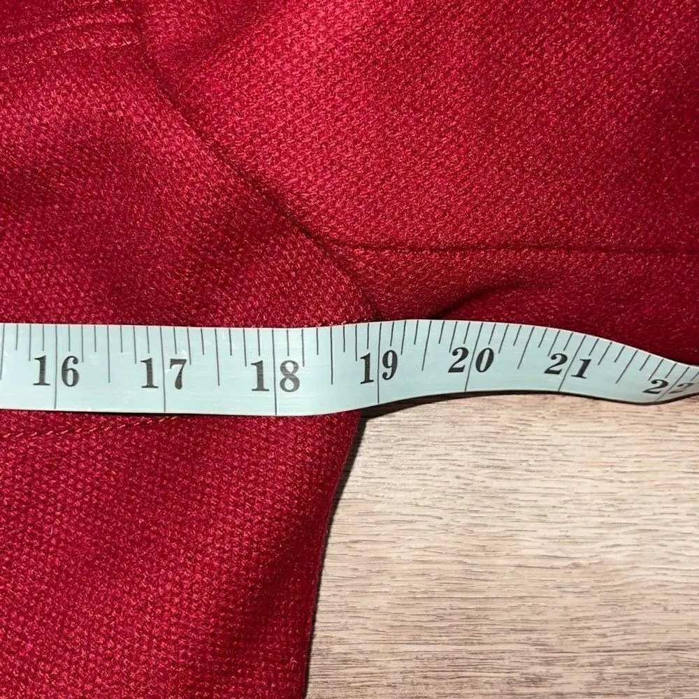 Donatella Vintage Women's Printed Lining Wool Button Single Breasted Coat Cherry Red Size 6 - Image 8