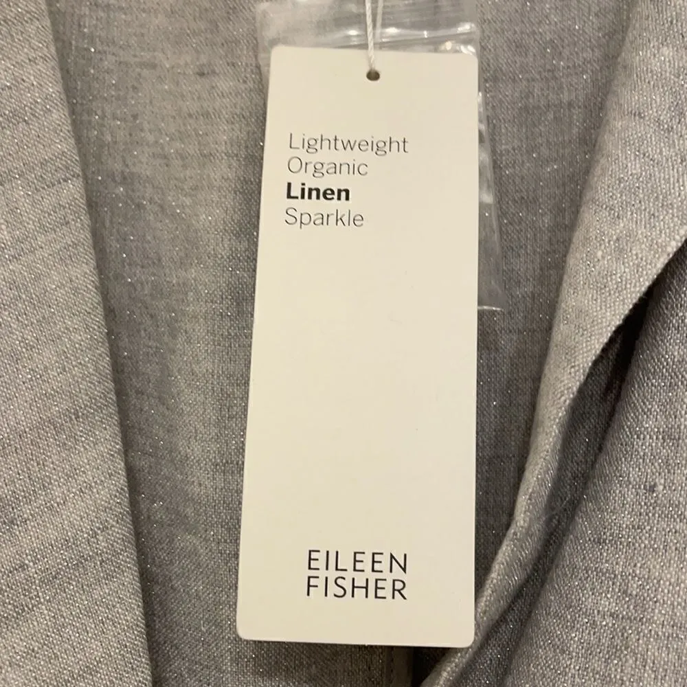 Eileen Fisher lightweight organic linen sparkle shaped blazer in Pearl (gray) - Image 7