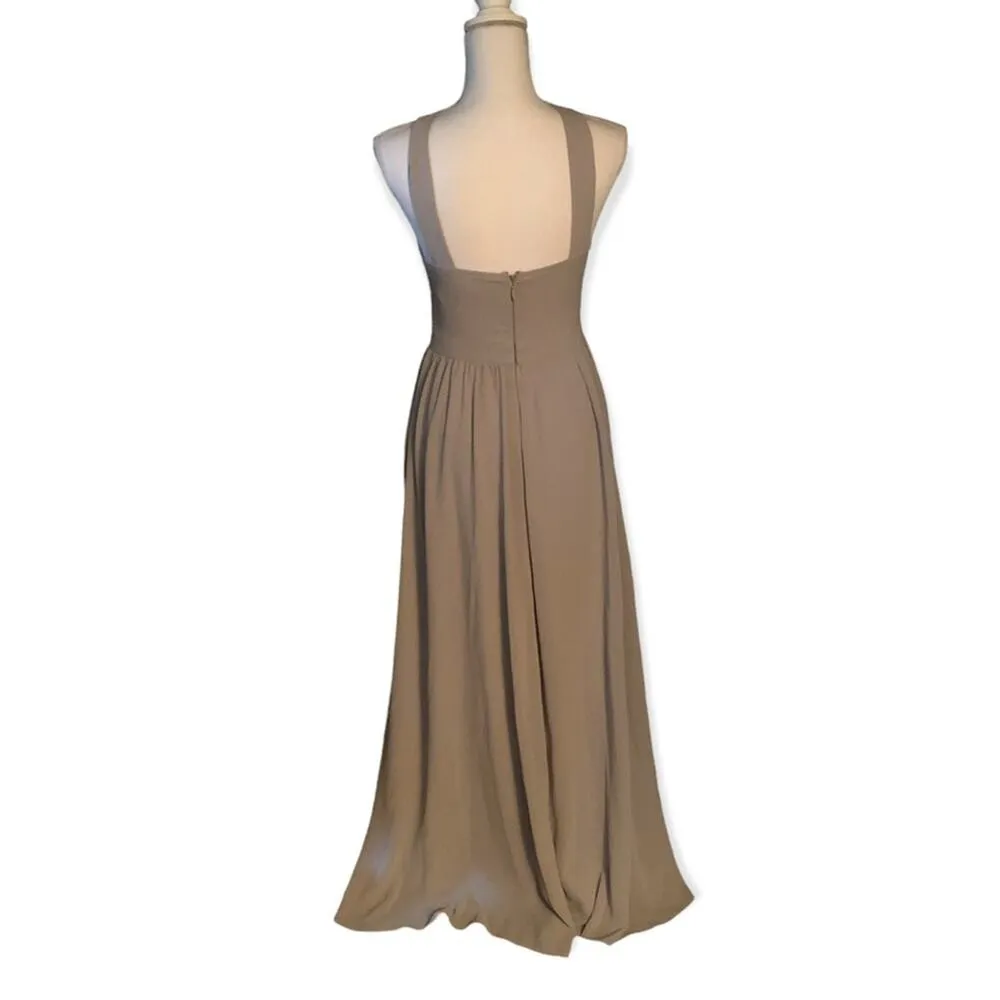 Lulus Air of Romance Size S Taupe Maxi Dress Bridesmaid Wedding Formal Prom - Image 2