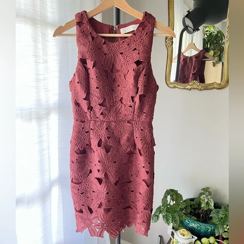 ASTR The Label Floral Overlay Sleeveless Sheath Dress‎ in Blush Pink/Woodrose - Image 4