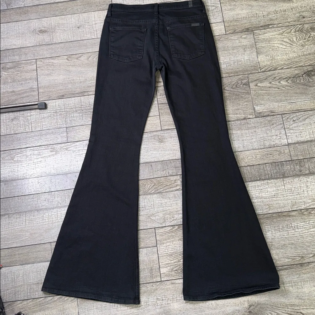 7 For All Mankind Bellbottom Black Flare Jeans - Image 4