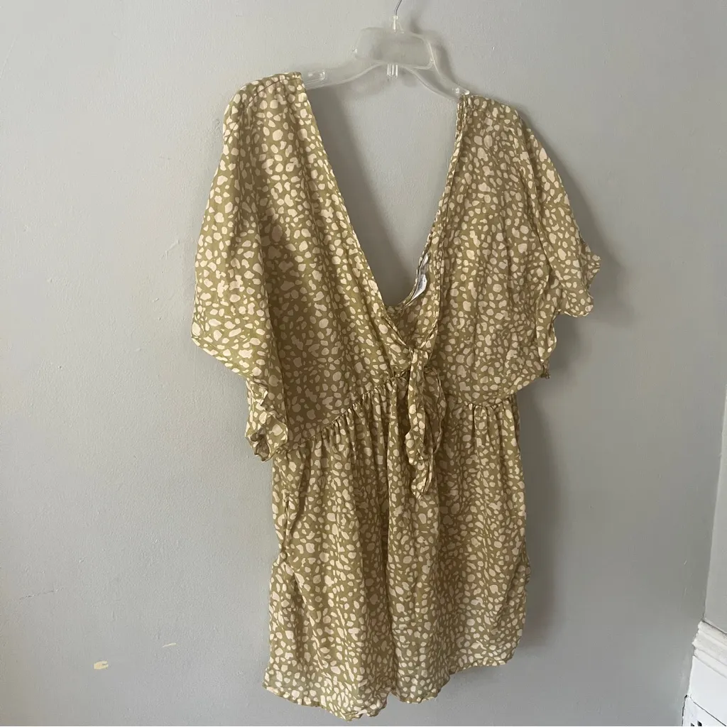 Primark Green and Cream Patterned Dress Medium Large - Image 2