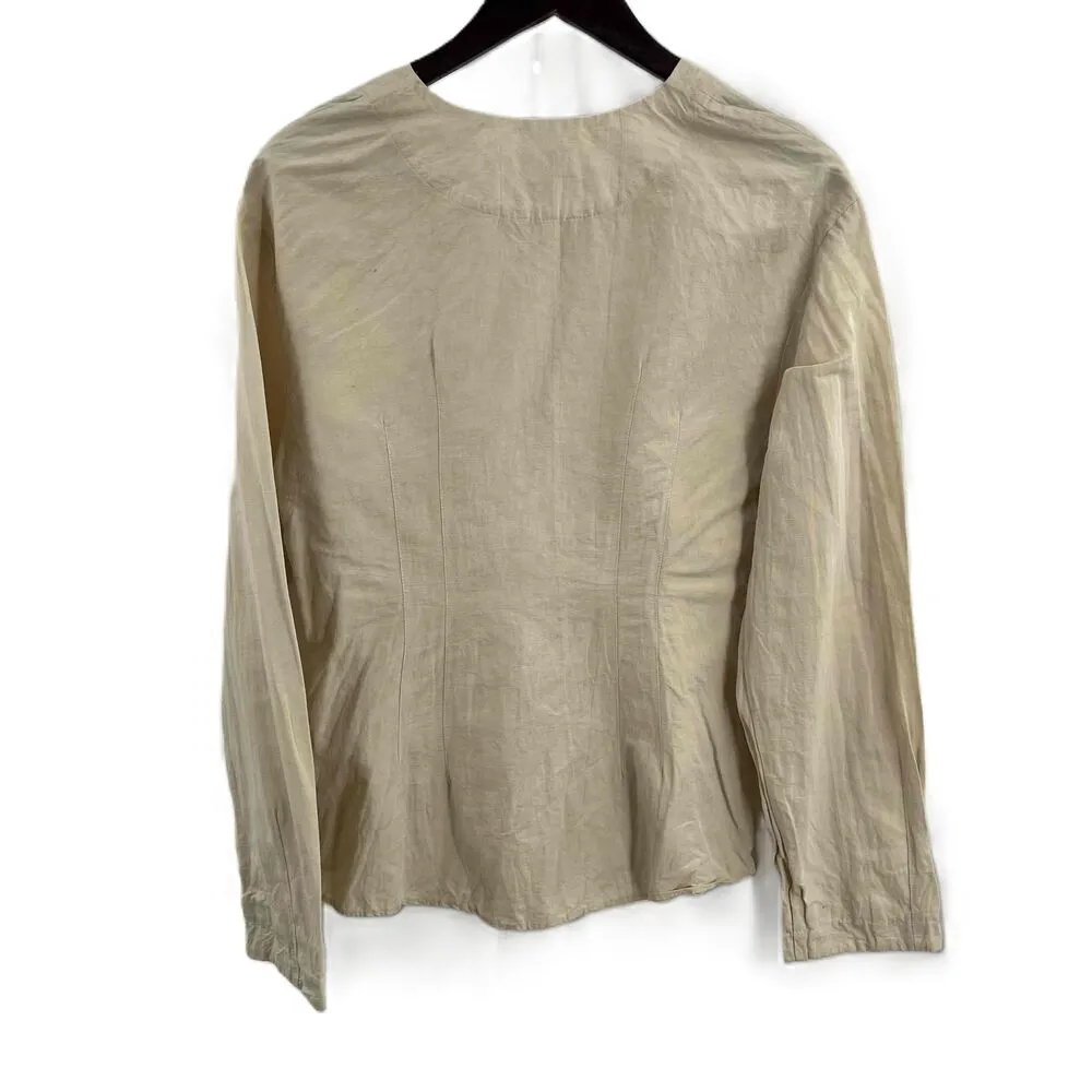 NOMIA Beige Lightweight Corset Boning Half Zip Long Sleeve Top Womens Size 6 - Image 3