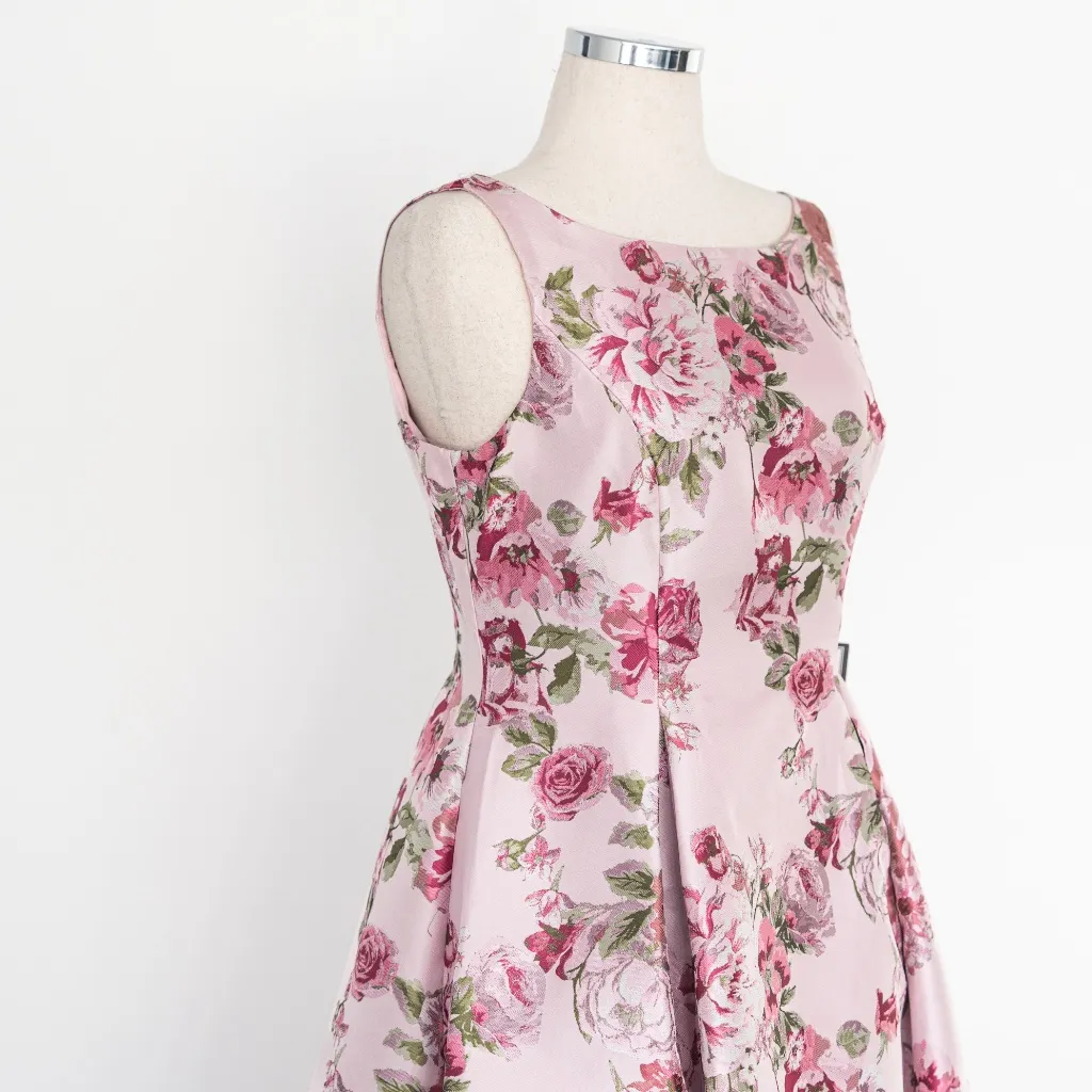 Adrianna Papell - Floral Boat-Neck Floral Jacquard Dress - Image 9