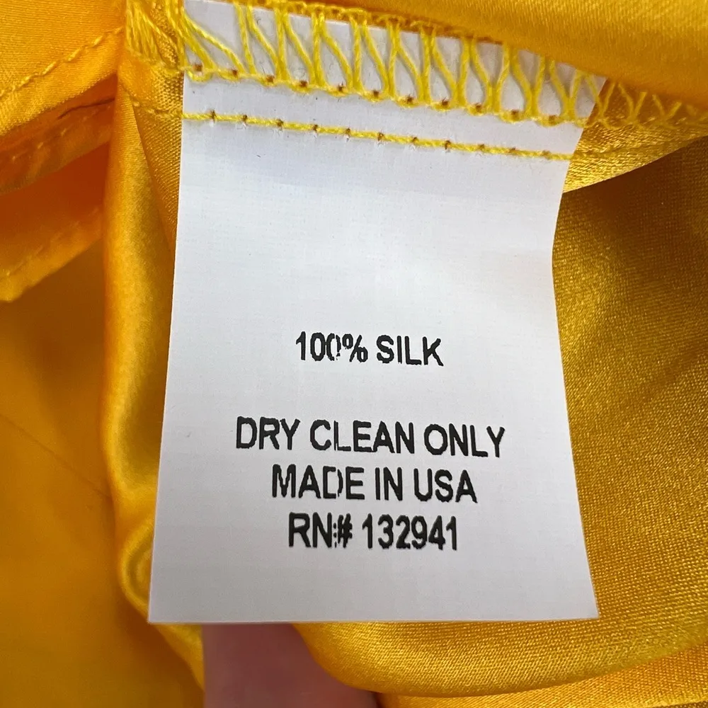 Amanda Uprichard Dress Yellow Silk Off-Shoulder Ruffle Asymmetrical Hem Small - Image 4