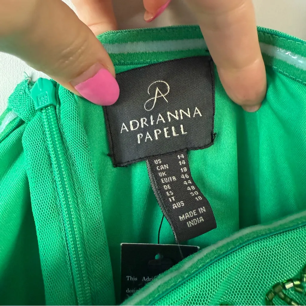 Adrianna Papell Beaded Off The Shoulder Mini Dress Green 14 - Image 5