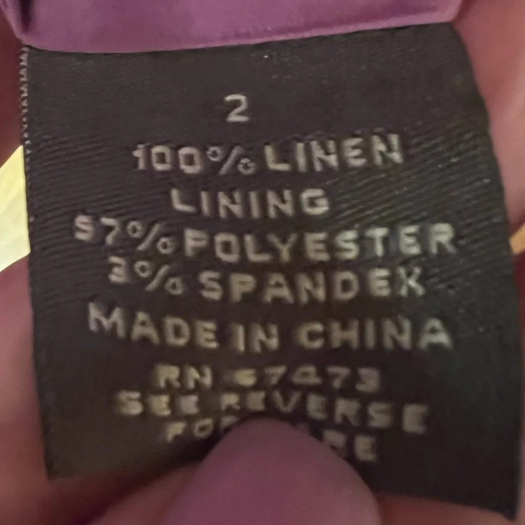 Taylor Ruffle Linen Lined Sheath Dress Cap Sleeves Lilac Purple Size‎ 2 - Image 8