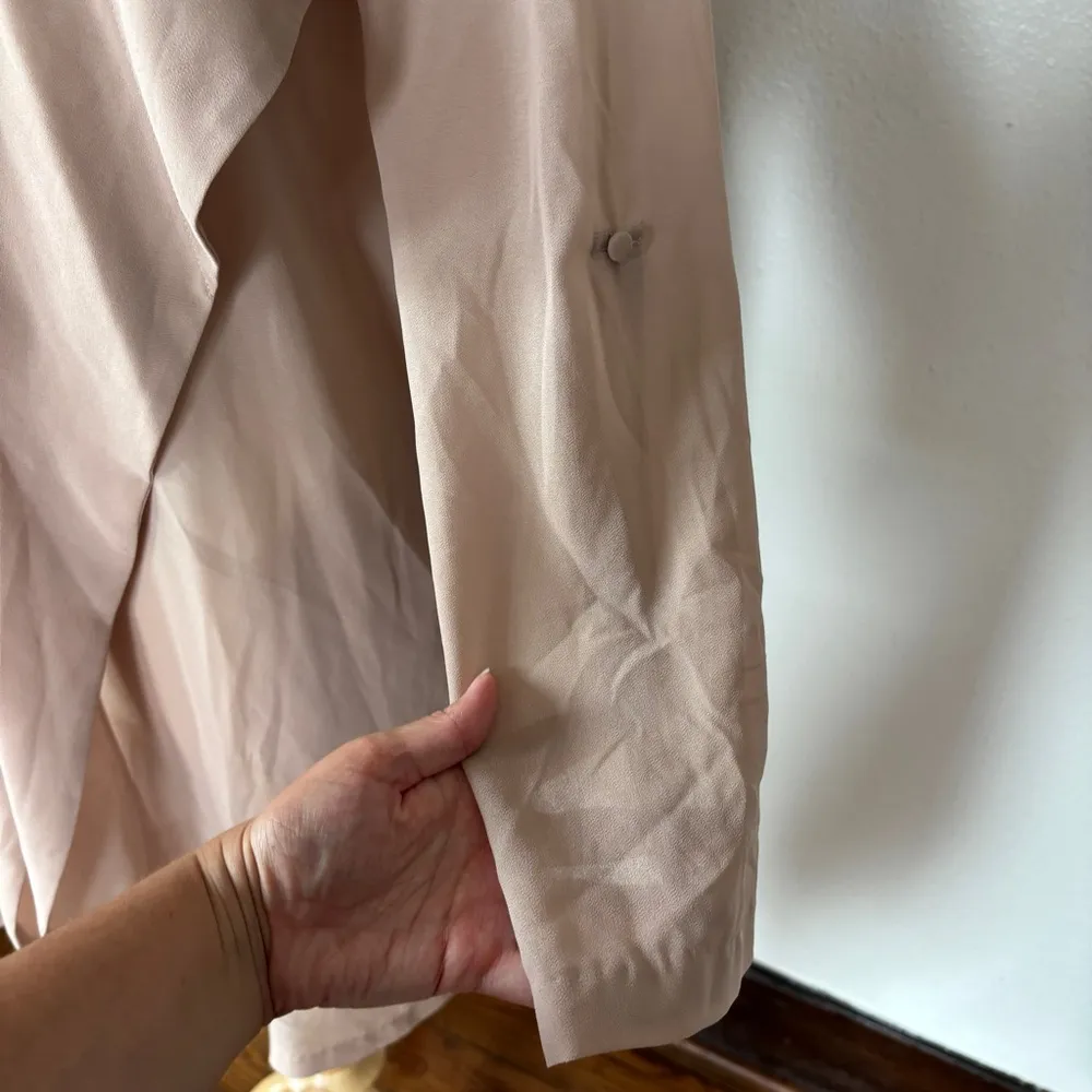 Solid Beige Chiffon Open Front Cardigan - Image 9