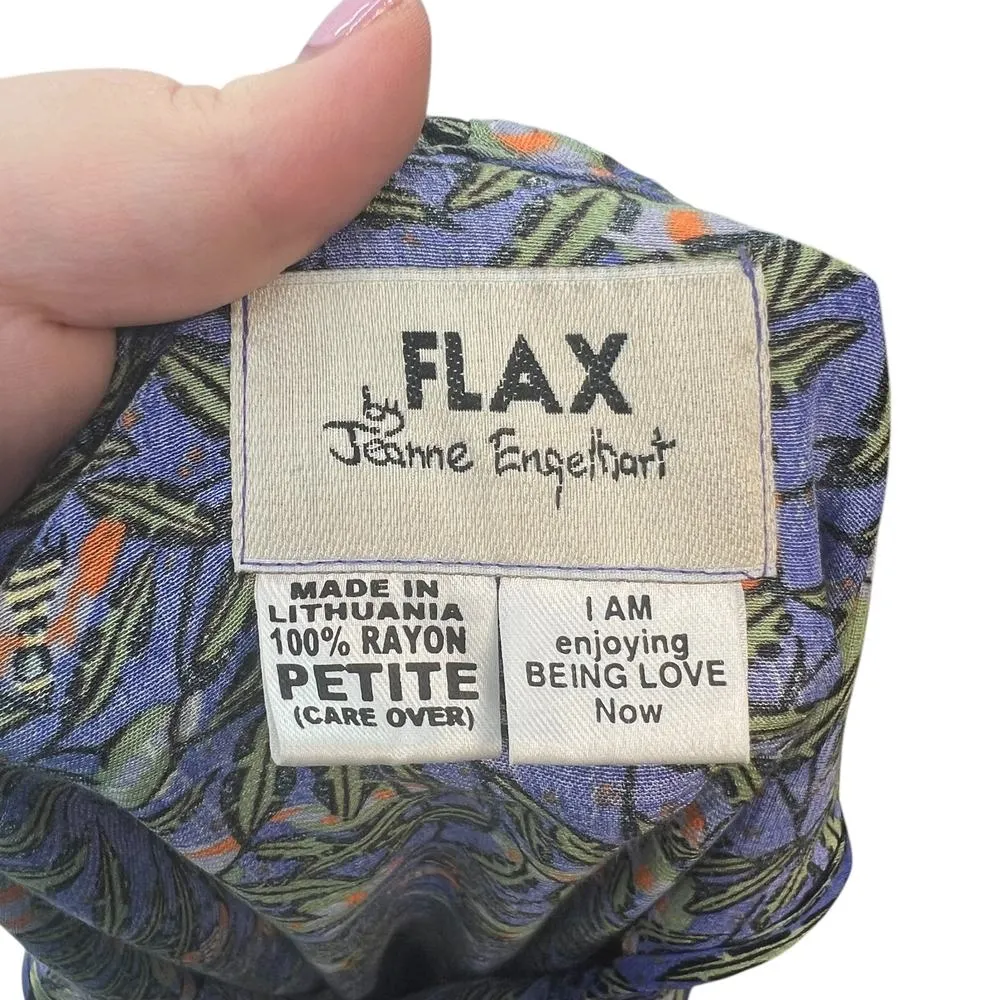 Flax‎ Bumblebee Sleeveless Maxi Dress Purple Green Palm Print Size Petite XS - Image 12