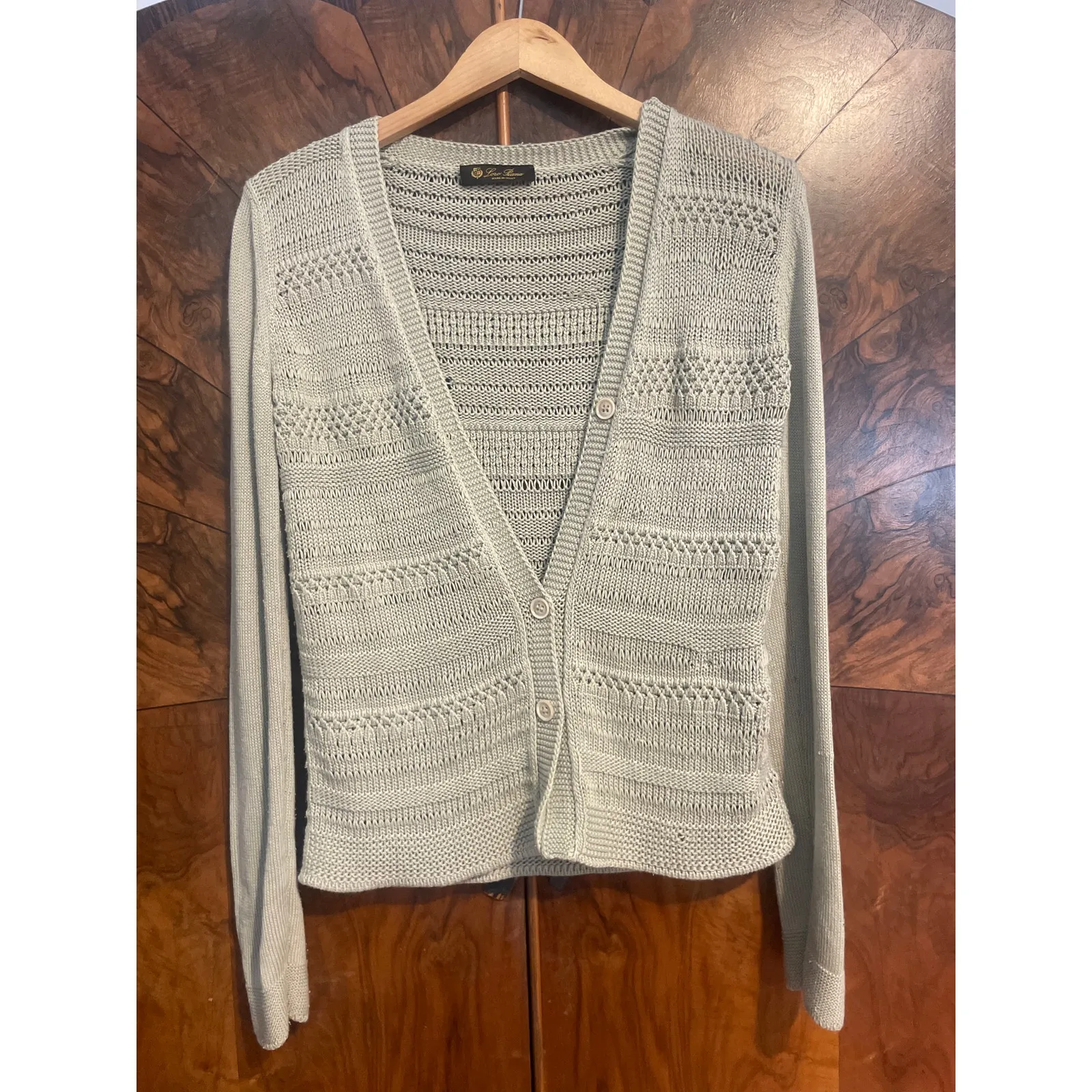 LORO PIANA Pistachio Green Cardigan Sweater Silk Cotton AS-IS  Size 42 Medium M - Image 2