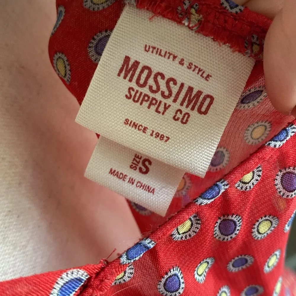 Red patterned sheer cami blouse top small spaghetti straps - Image 8