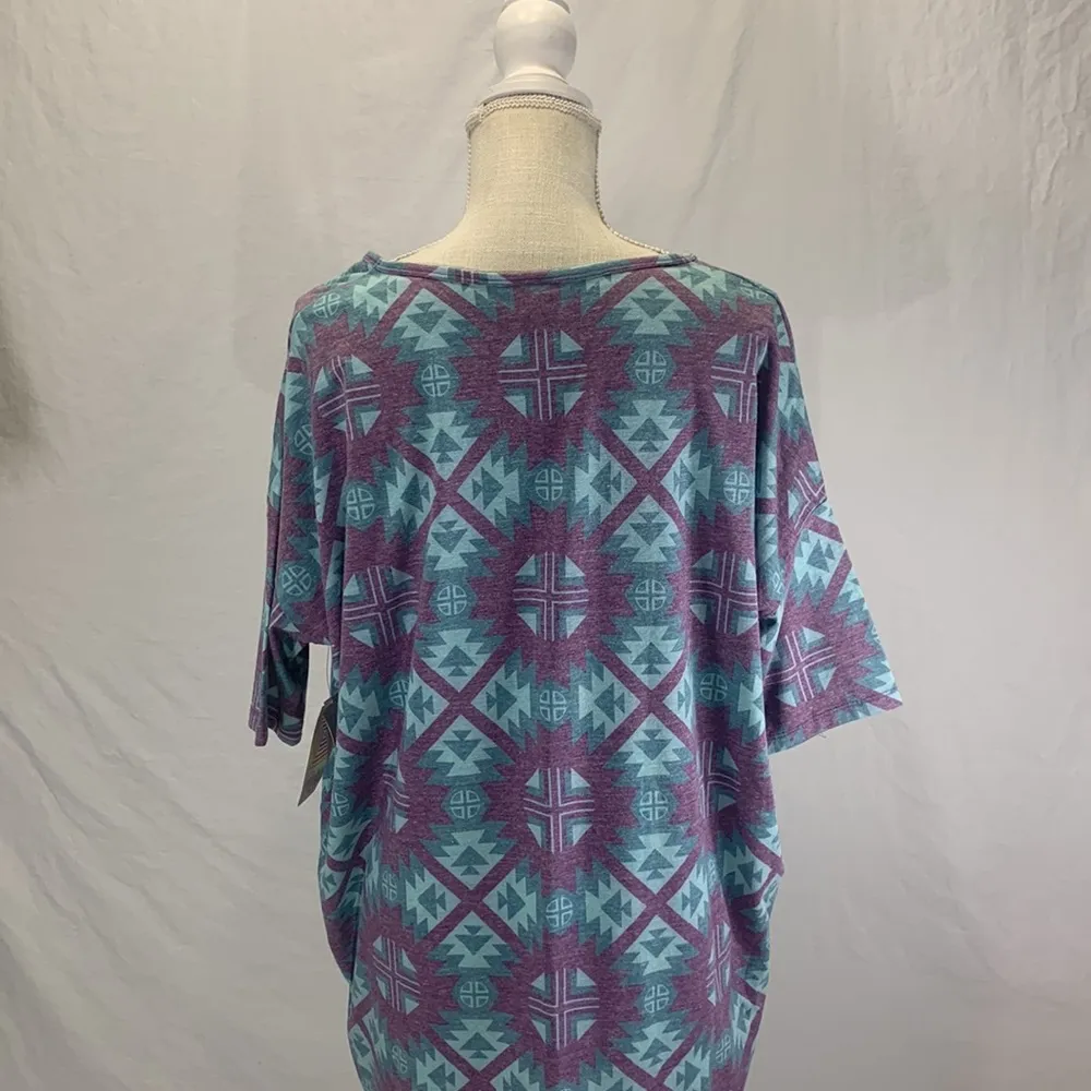 Irma Aztec/Tribal Print Simply Comfortable Blue Purple Top Size L NWT - Image 7